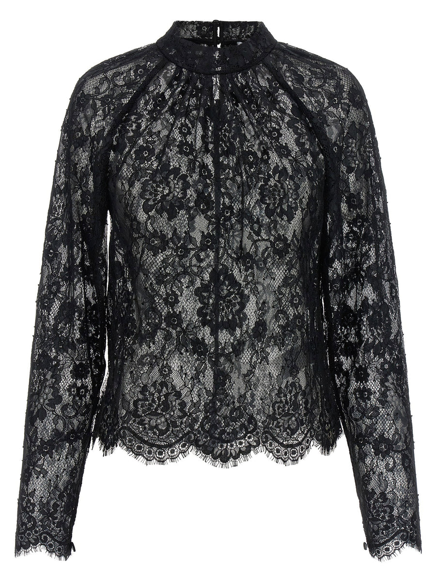 Self-Portrait Lace Blouse — Black
