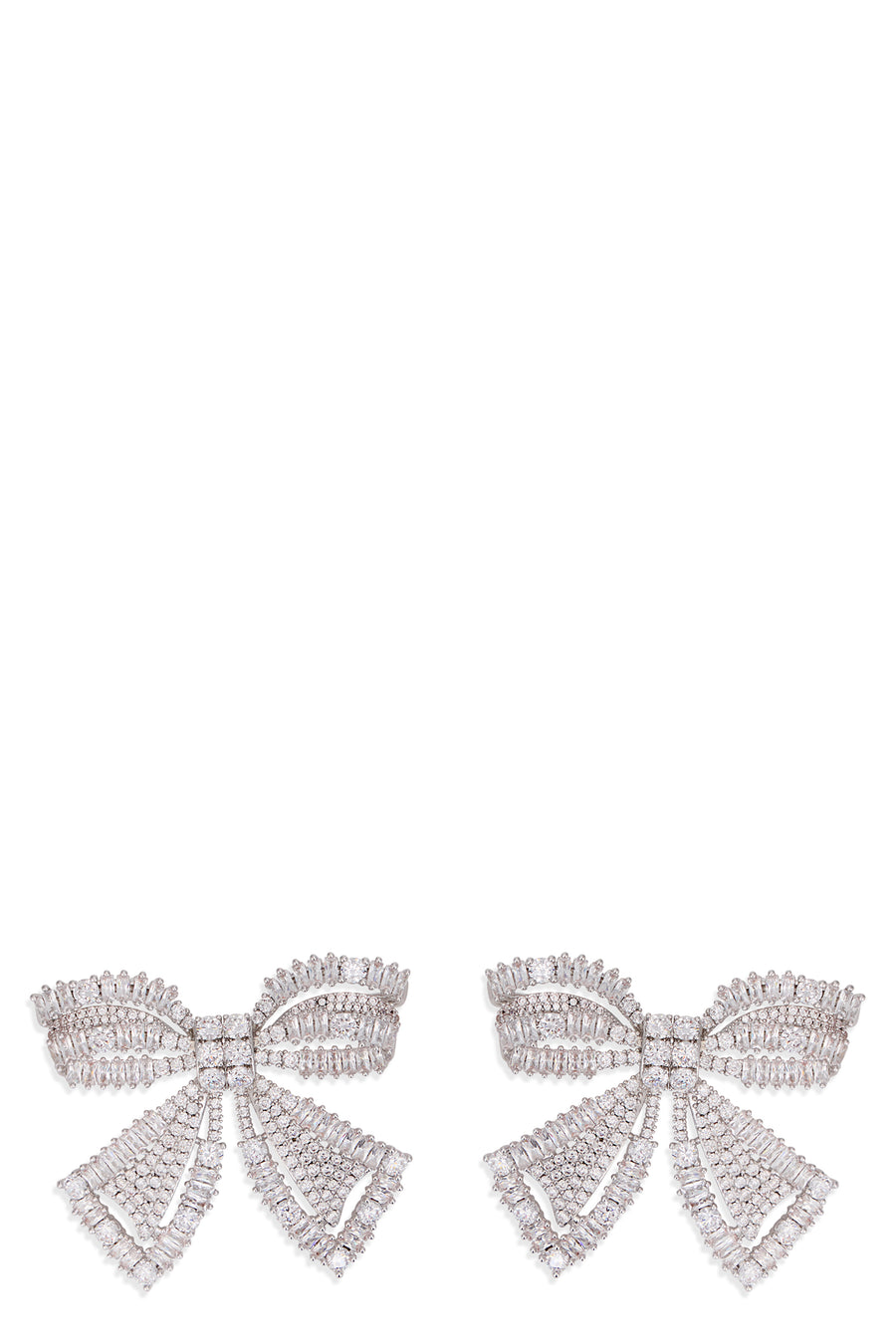 Earrings Bow Crystal Silver Brass
