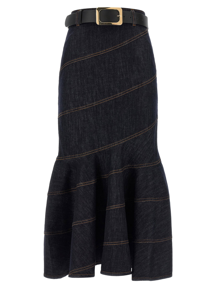 Self-Portrait Indigo Denim Mermaid Skirt — Indigo