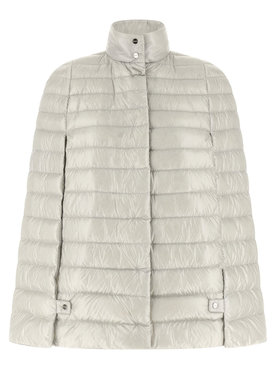 Herno Ultralight Quilted Down Cape Down Jacket — Cream