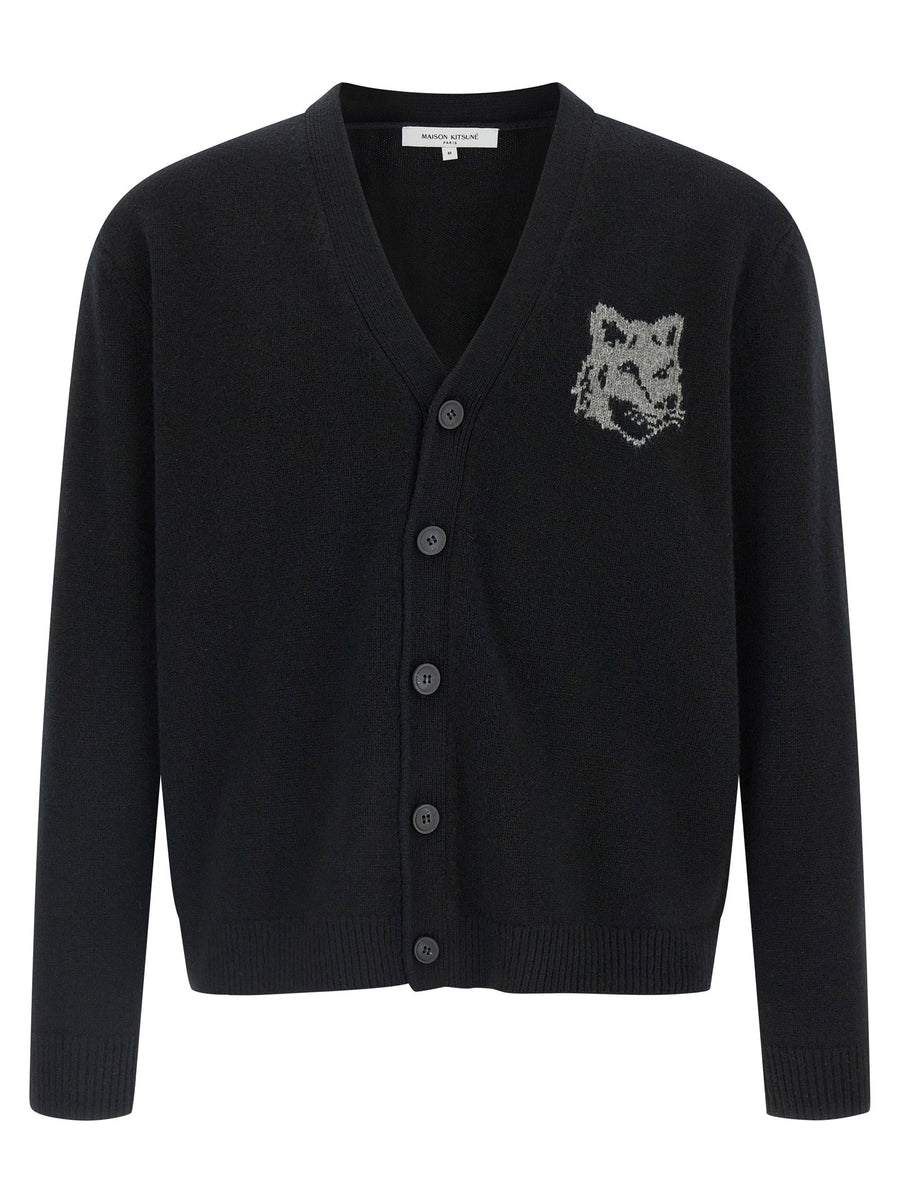 Maison Kitsuné Fox Head Cardigan — Black