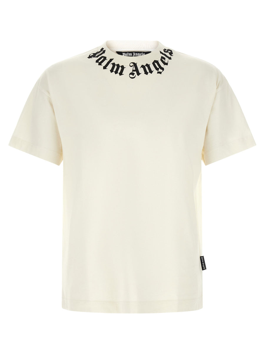 Palm Angels Logo-Embroidered Crew Neck T-shirt — Cream