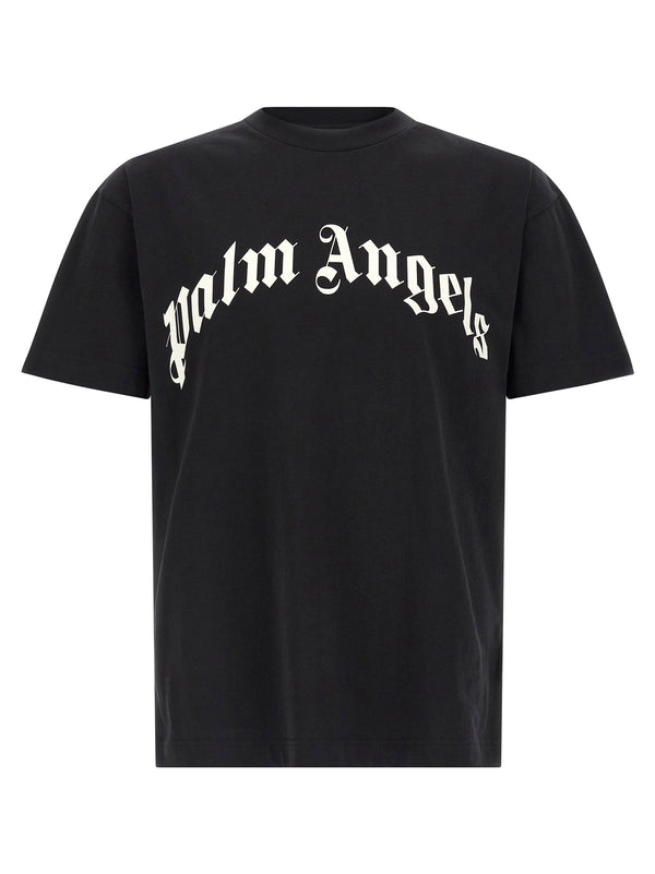 تيشيرت Palm Angels بطبعة مقوسة شعار قميص — أسود