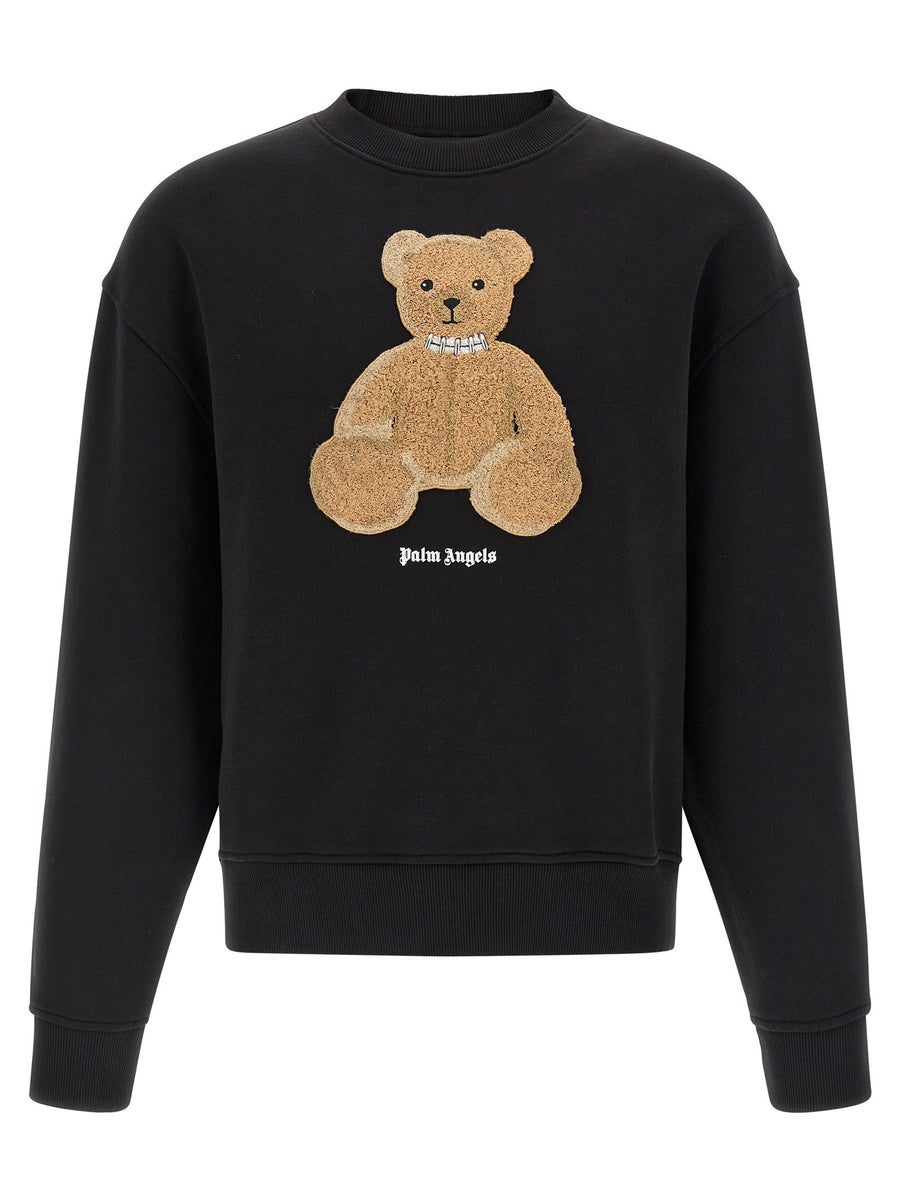 Palm Angels Bear Bouclé Patch Sweatshirt — Black