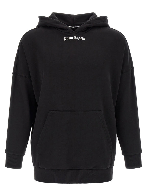 Palm Angels شعار-مطبوع جاكيت مصنوع من صوف قطن هودي الممشط — أسود