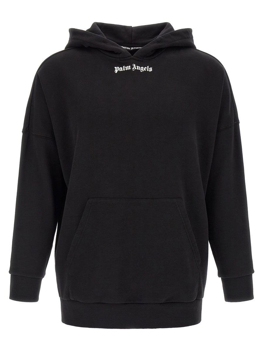 Palm Angels Logo-Printed Brushed Cotton Hoodie — Black