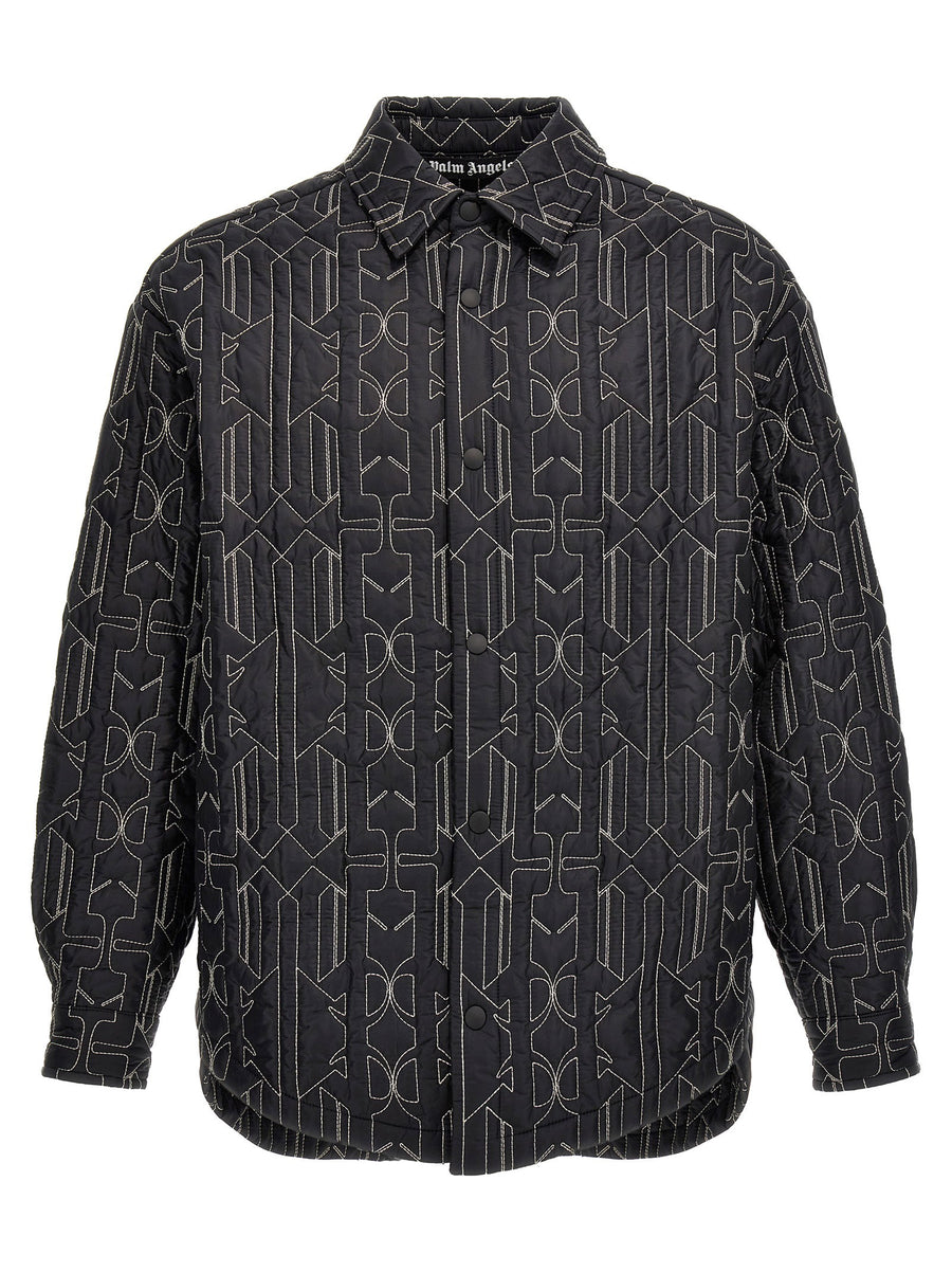 Palm Angels Quilted Nylon Monogram Jacket — Black