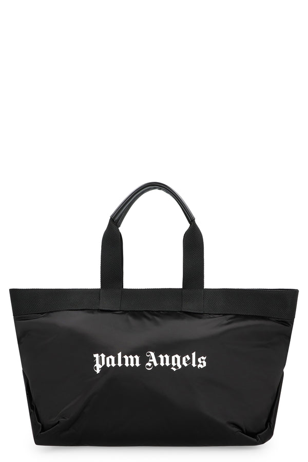 Nylon Tote Bag With Logo Print Black Polyamide