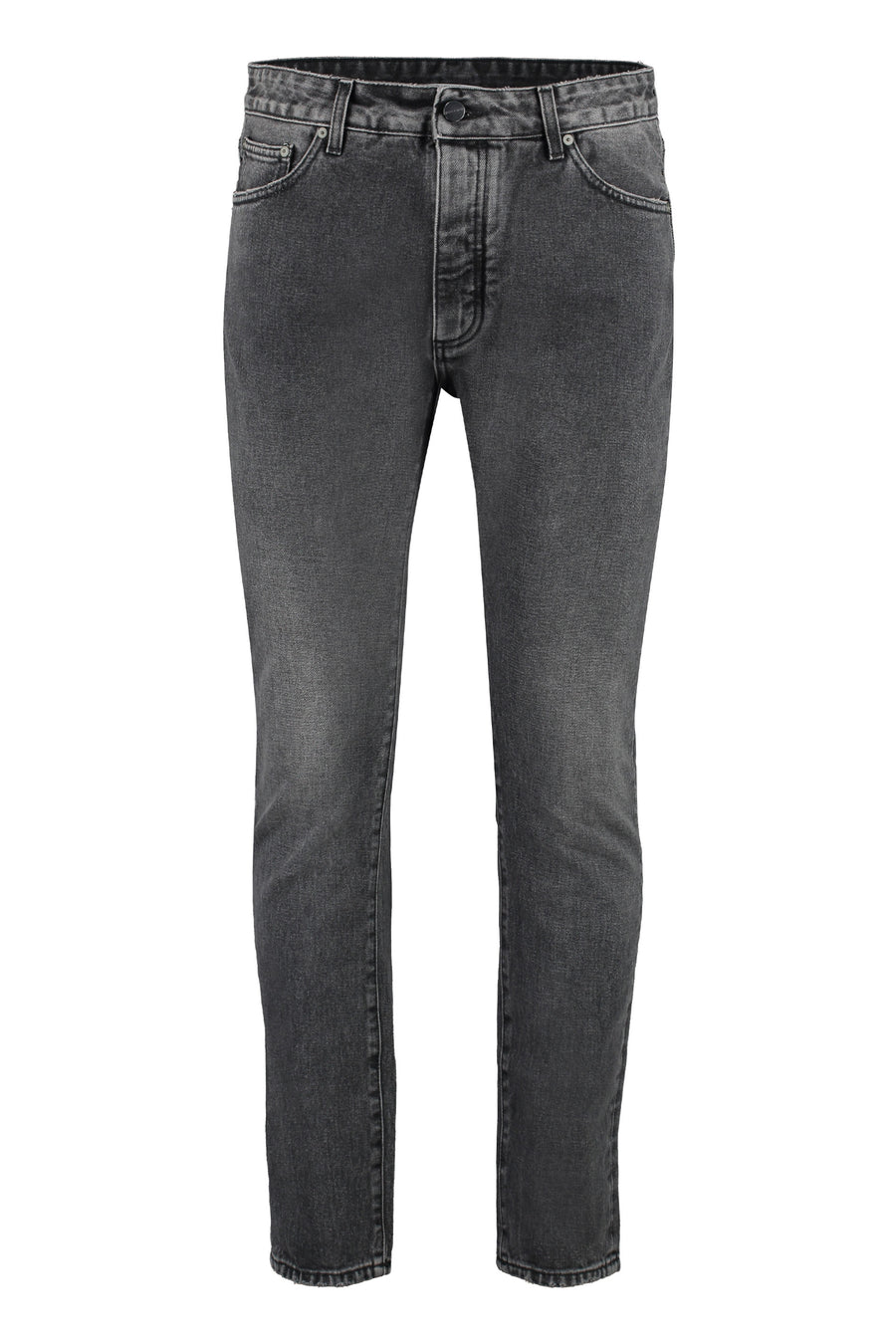 Straight-Leg Jeans With Maxi Logo Gray Cotton Regular &