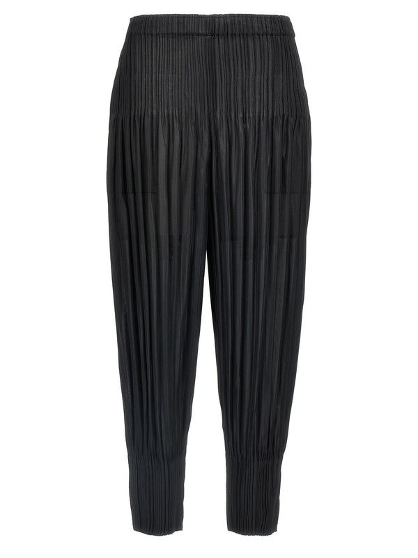 Pleats Please Issey Miyake Fluffy Basics بنطلون — أسود