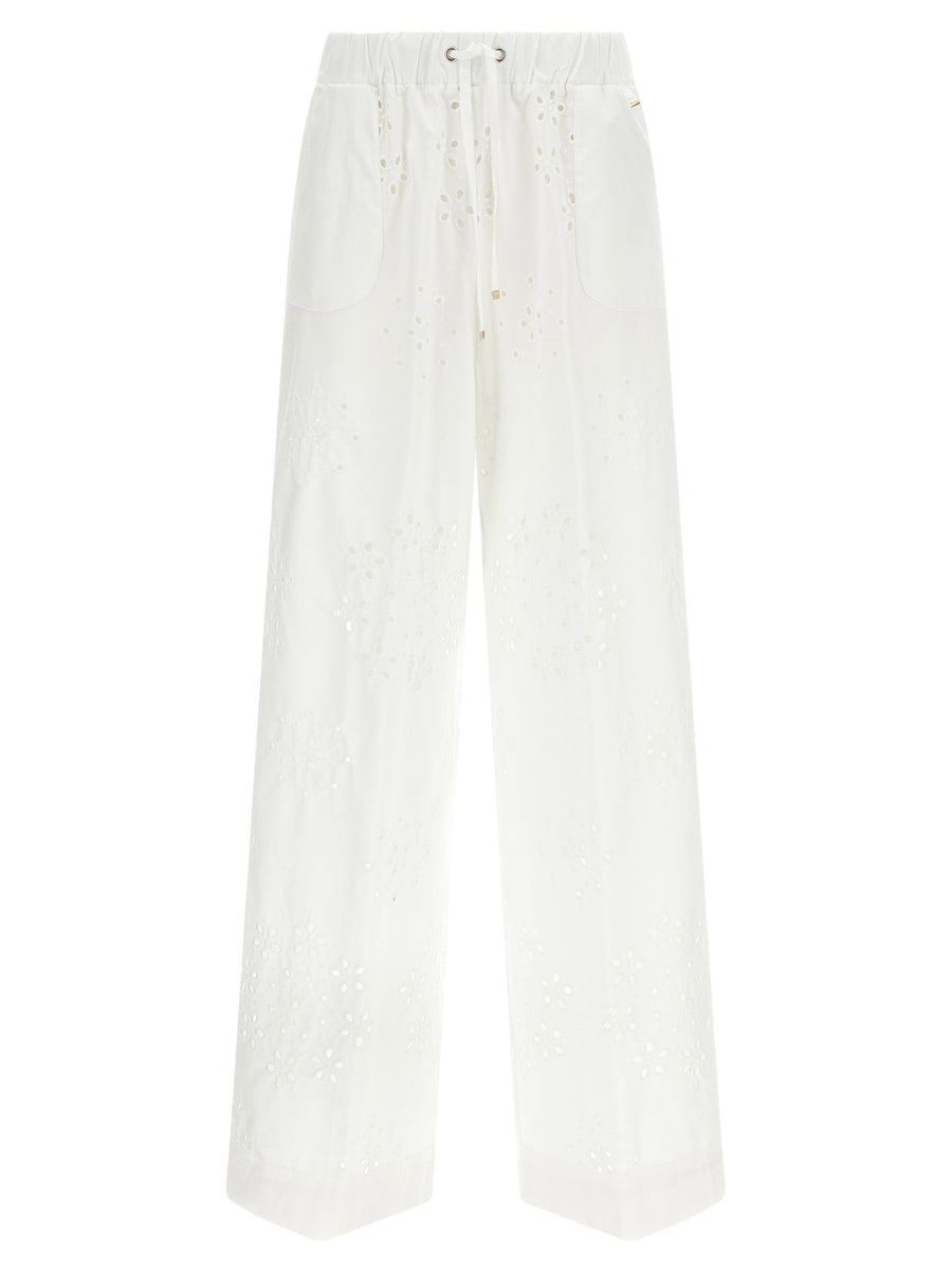 Herno Broderie Anglaise Cotton Trousers — White