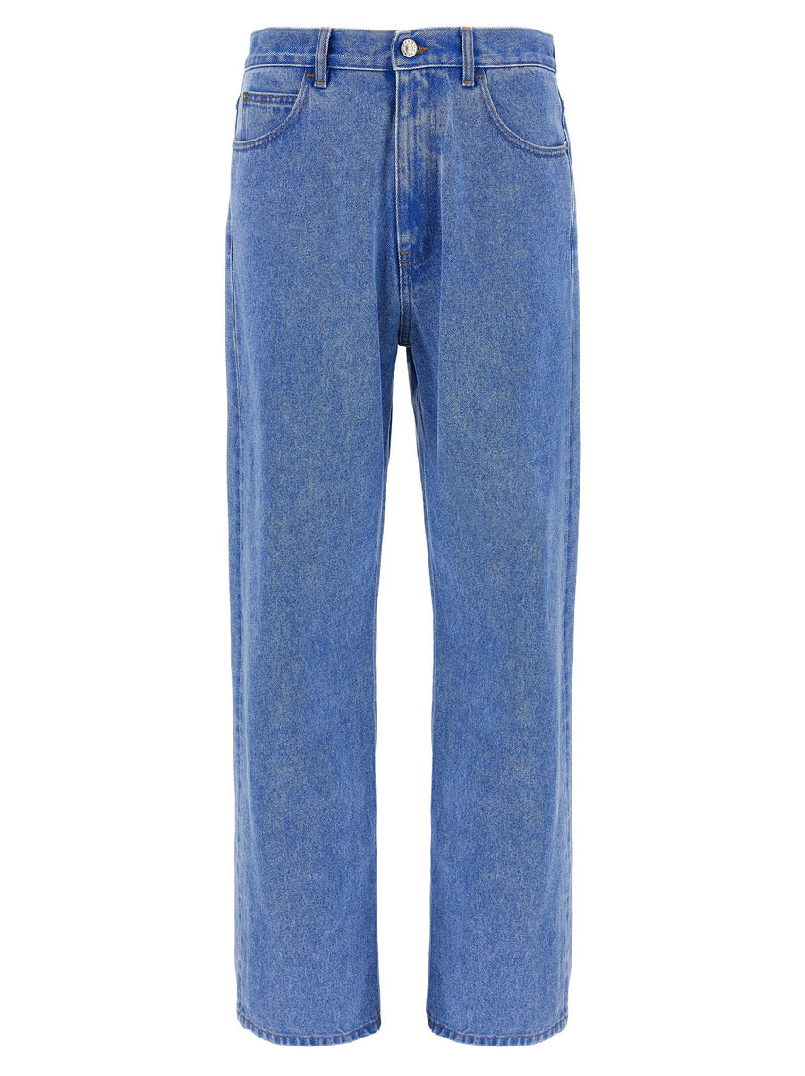 Marni جاكيت قطن دنيم جينز — أزرق ممحور