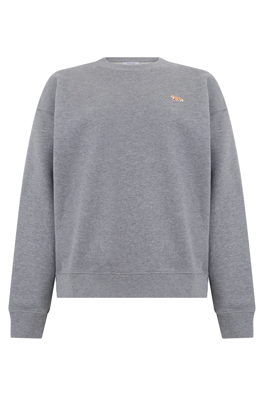 Crew Neck Pullover Medium Grey Melange Cotton Sweatshirts