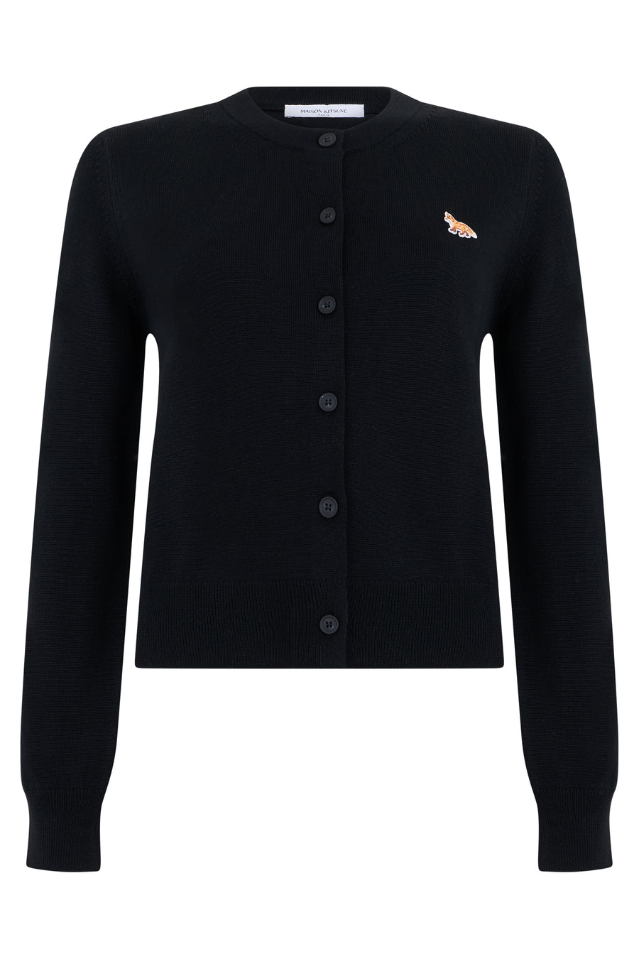 Cardigan With Buttons And Logo Black Wool Cardigans