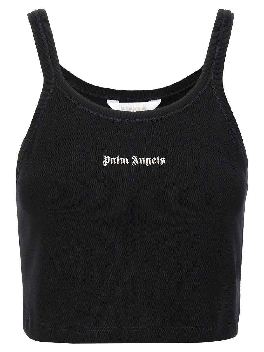 Palm Angels Logo-Embroidered Tank Top — Black