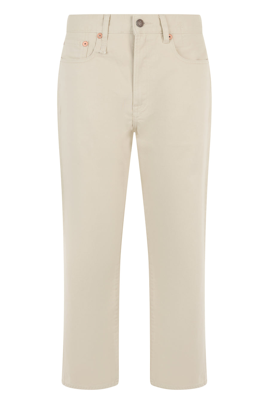 Straight-Leg Jeans Beige Cotton