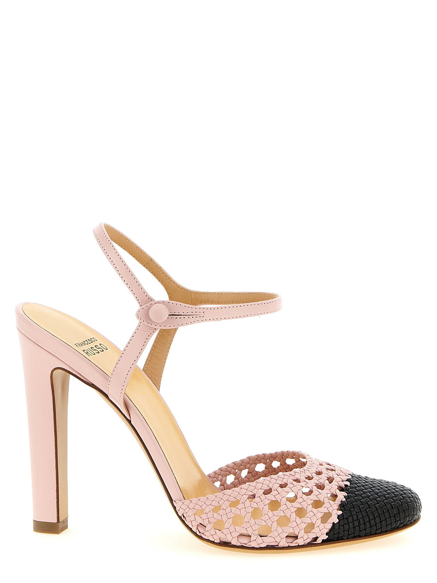 Francesco Russo Two-Tone Crocheted Nappa Leather Pump — Pink
