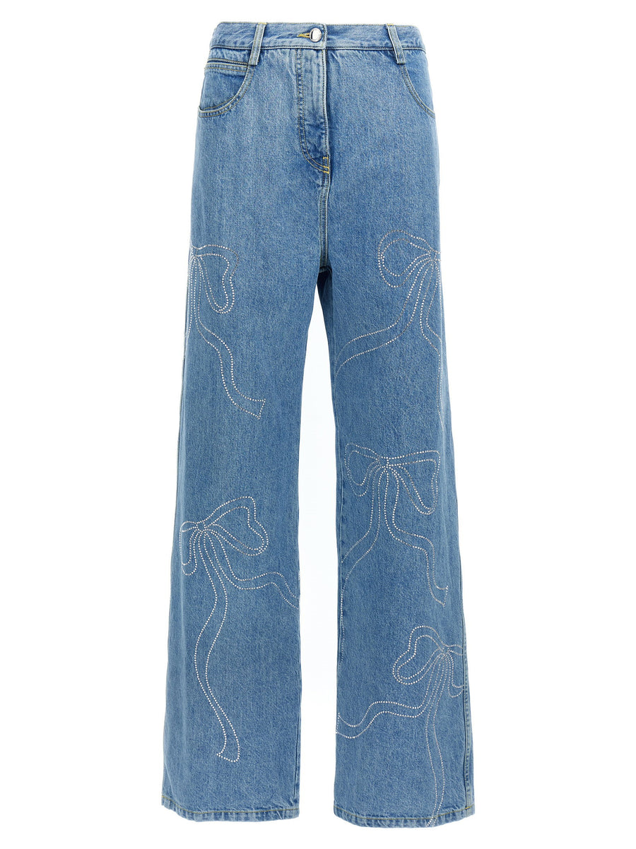 Mach & Mach Rhinestone-Embellished Jeans — Blue