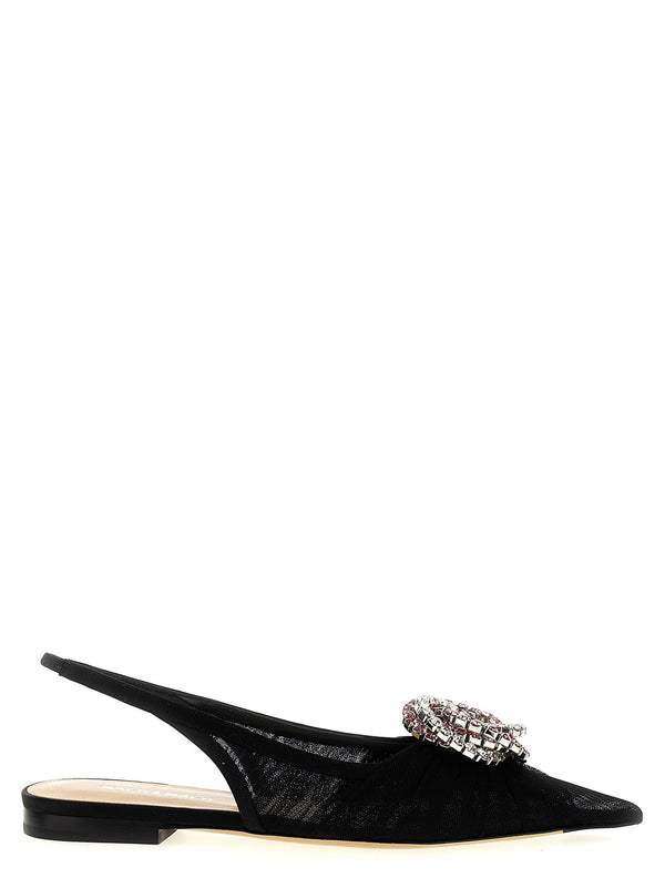 Mach & Mach Galaxy Slingback Flat — Black