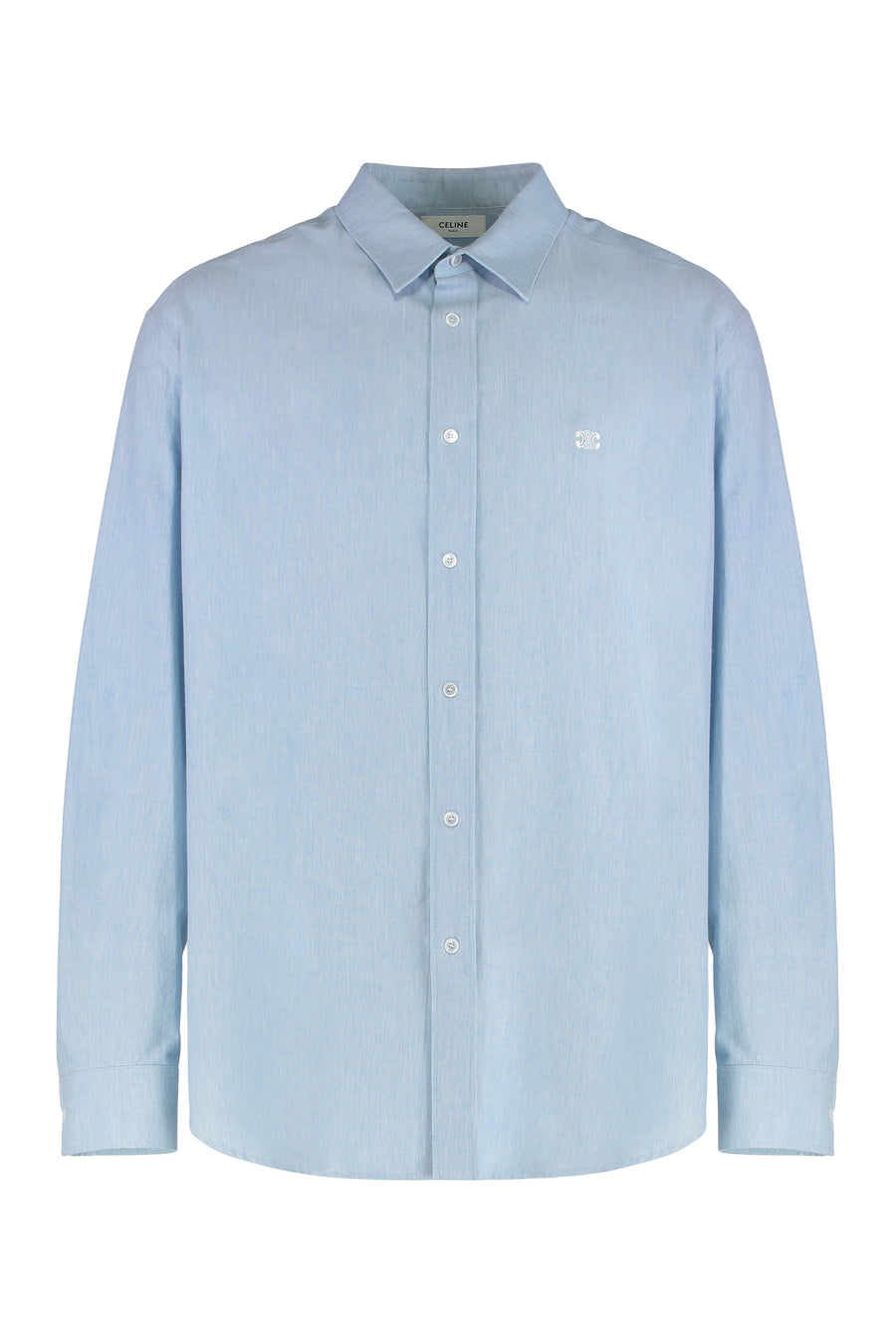 Loose Cotton Chambray Shirt Light Blue