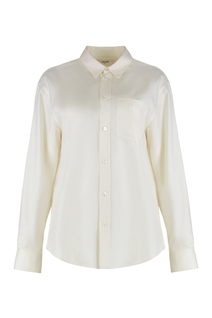 Silk Twill Loose Shirt White