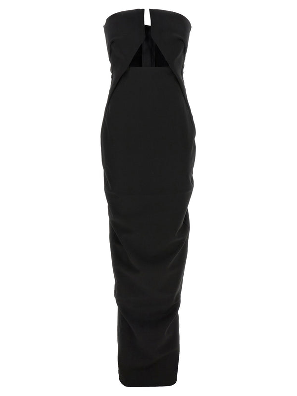 Rick Owens Off-the-Shoulder Wool Gown — Black