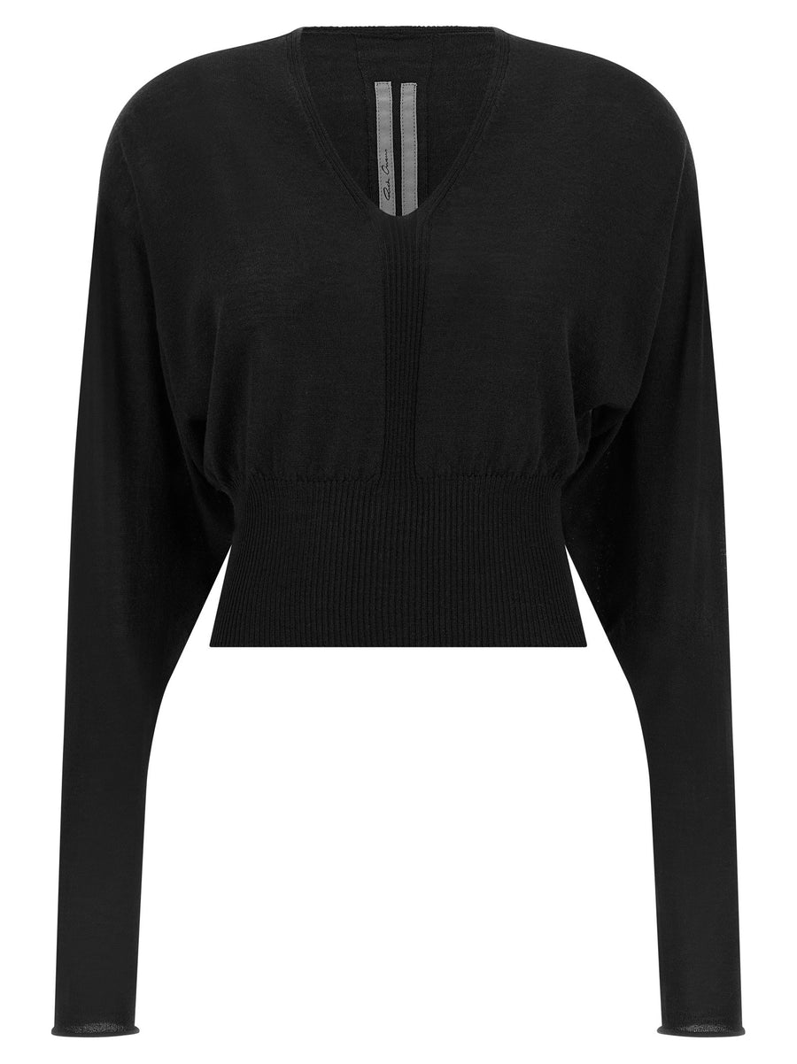 Rick Owens Shaved Wool Knit Sweater — Black