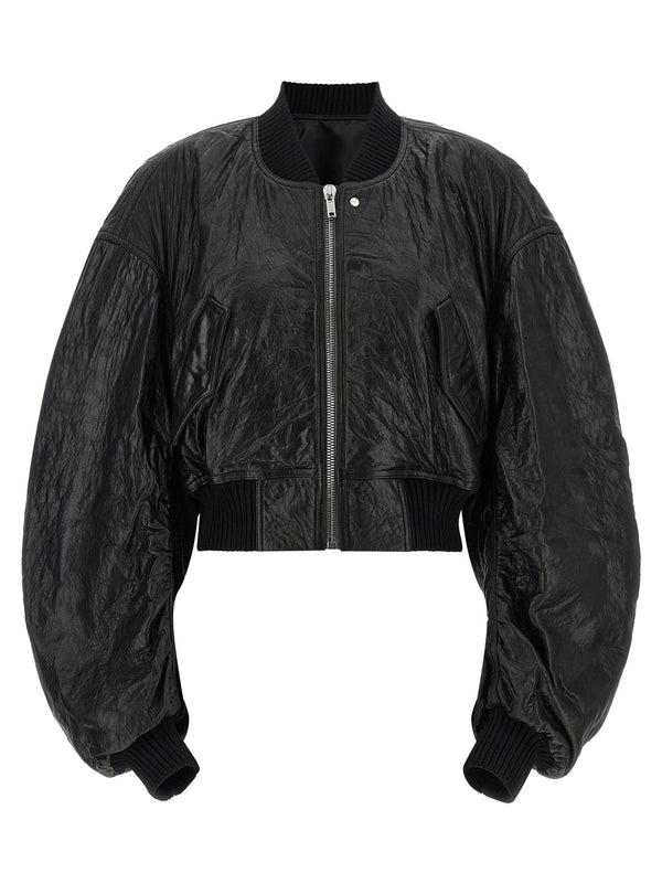 جاكيت بومبر Rick Owens Hammered جلد جاكيت — أسود