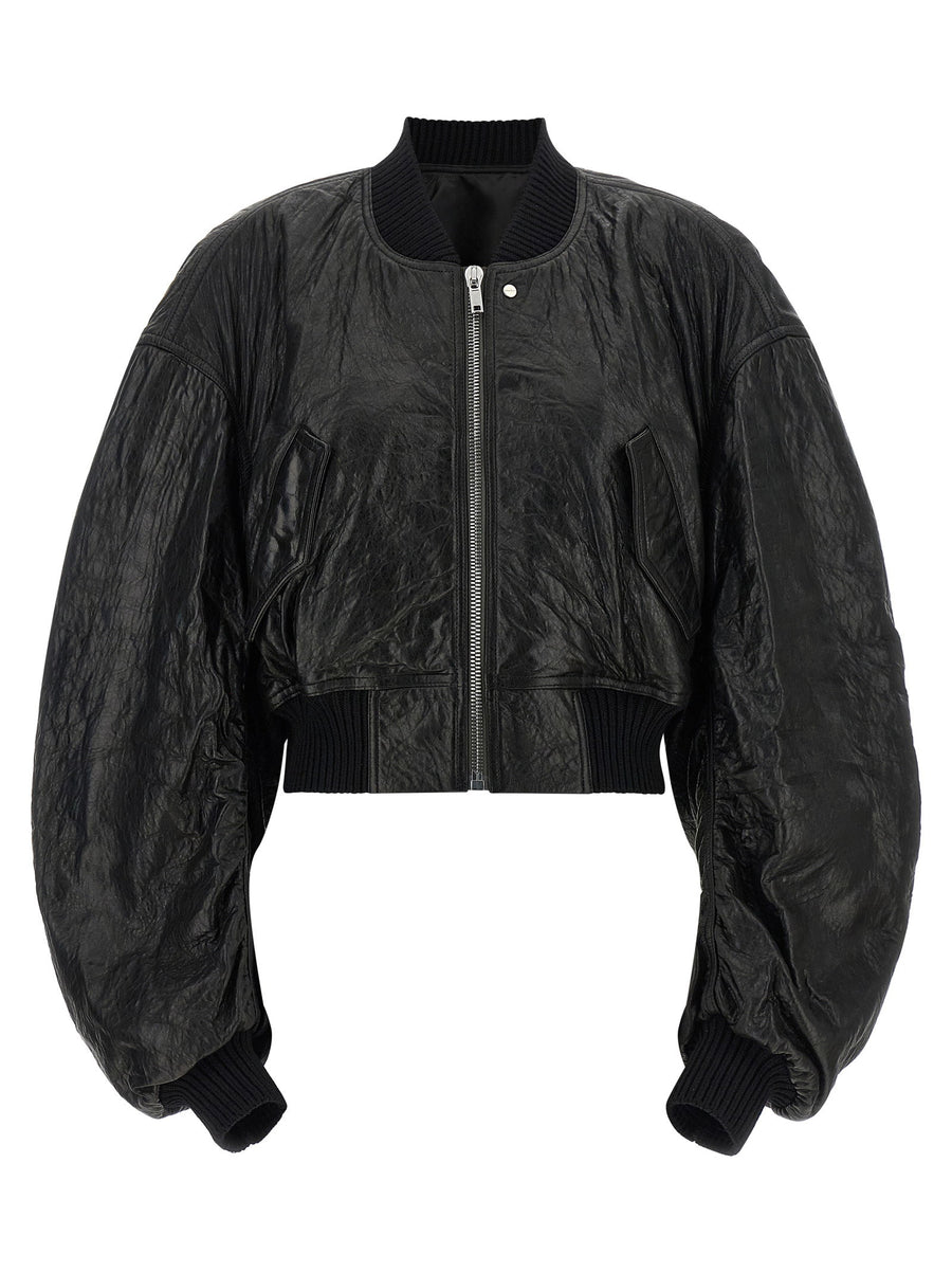 جاكيت بومبر Rick Owens Hammered جلد جاكيت — أسود