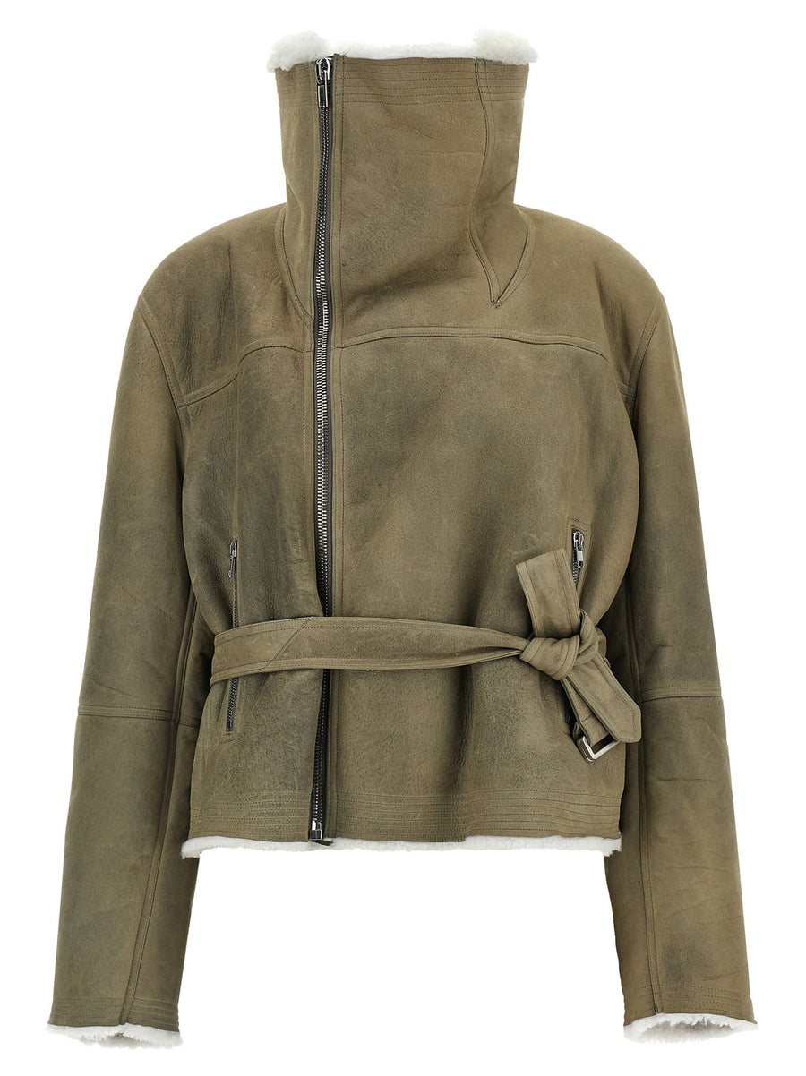 Rick Owens Cropped Flight Jacket — Khaki