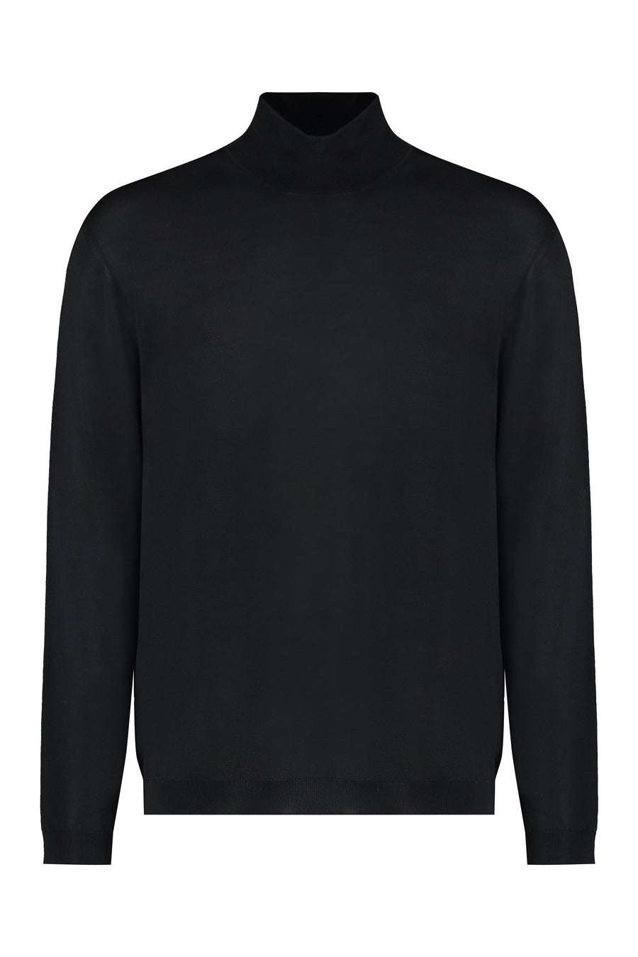 Turtleneck Wool Pullover Black Merinos