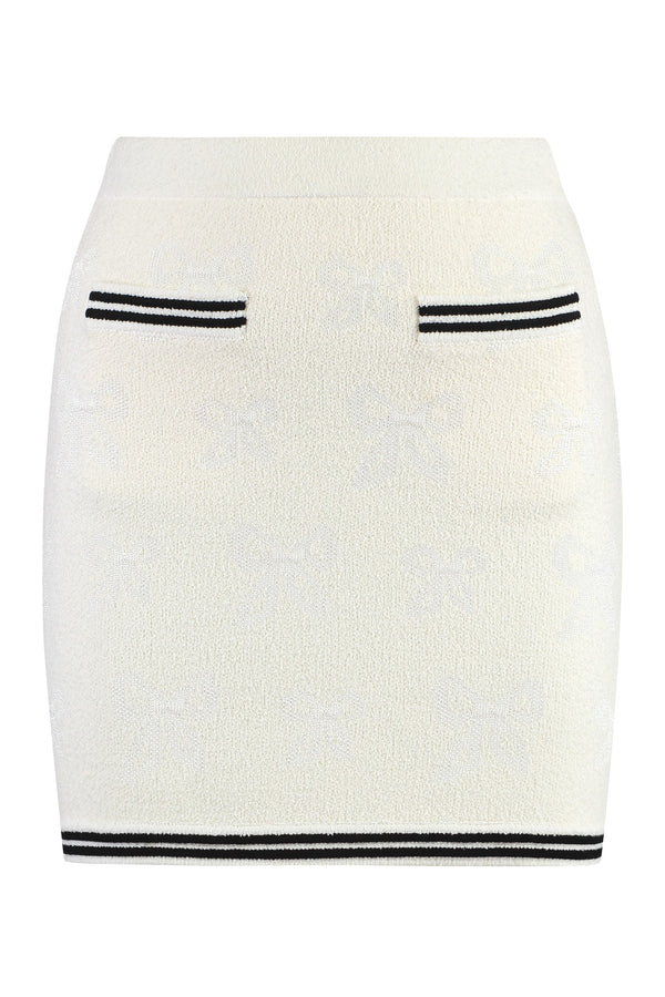 Knitted Mini Skirt Panna Polyamide