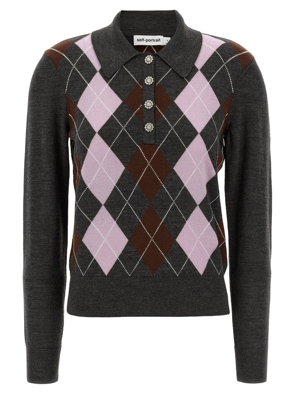 Self-Portrait sweater in charcoal