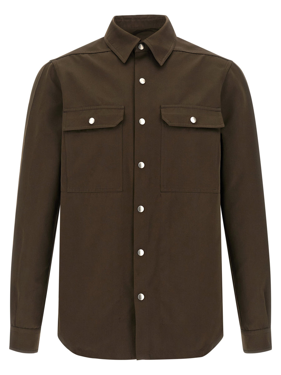Rick Owens Satin-Effect Technical Fabric Overshirt — Brown