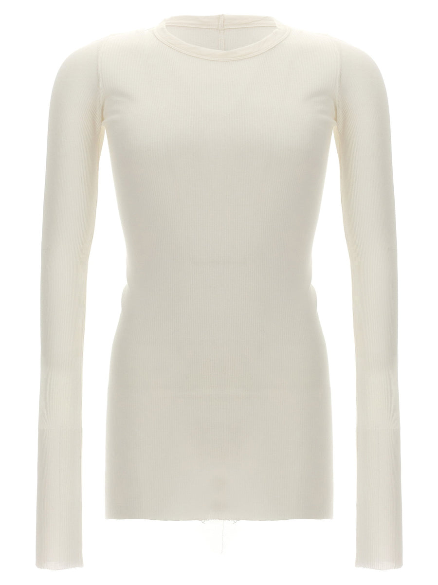Rick Owens Ribbed Viscose-Silk Blend T-Shirt — White