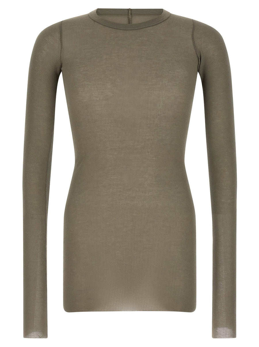 Rick Owens Ribbed Viscose-Silk Blend T-Shirt — Sage