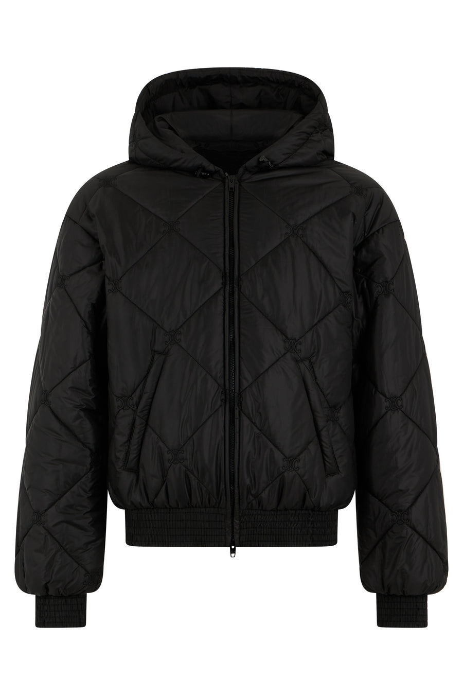 Padded Hooded Jacket Black Polyester & Down
