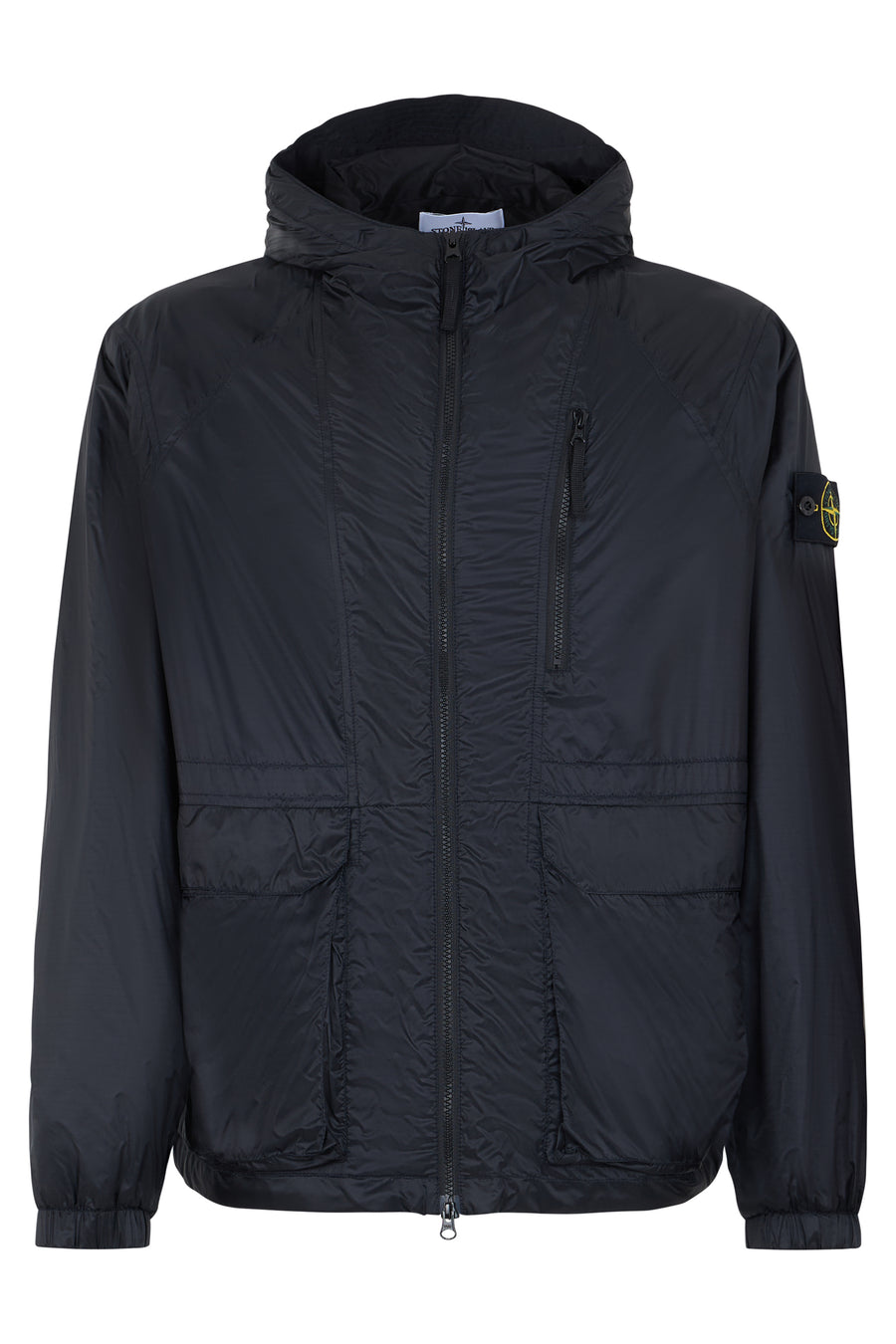 Light Jacket Hooded Blue Polyamide Raincoats