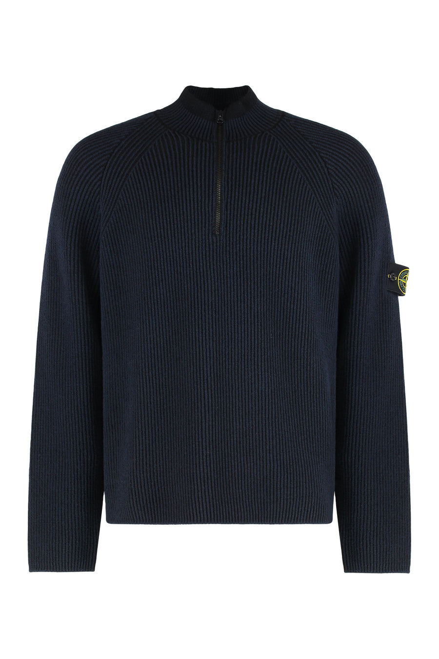 Wool Sweater With Zip Detail Blue Virgin Sweatshirts