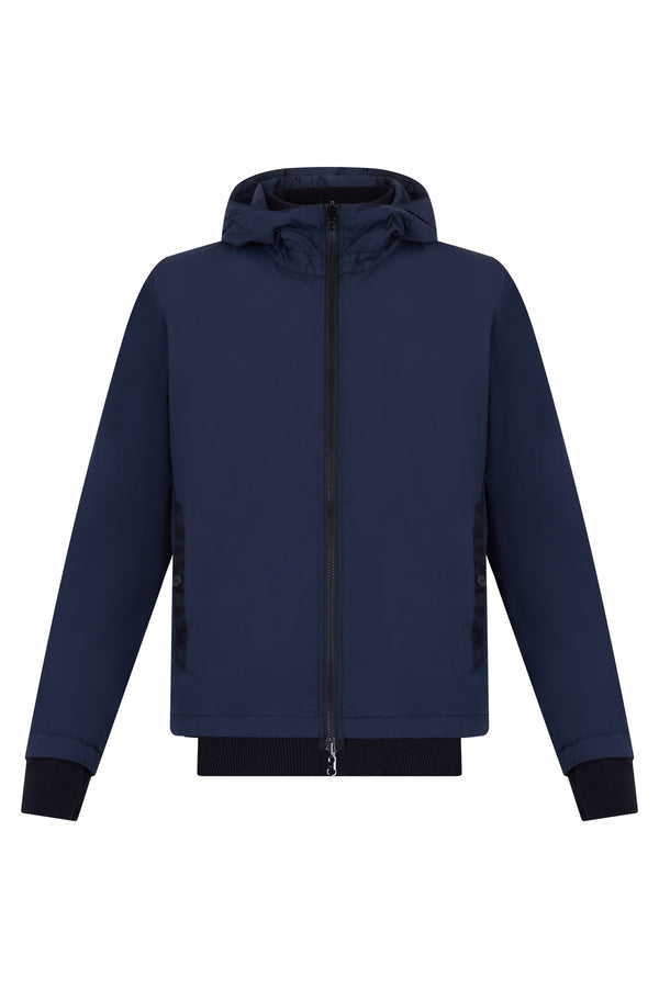 Hooded Jacket Blue Cotton Raincoats