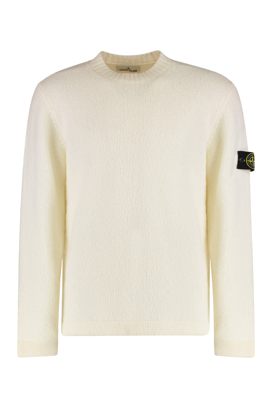 Sweater With Brushed Texture White Wool Sweatshirts