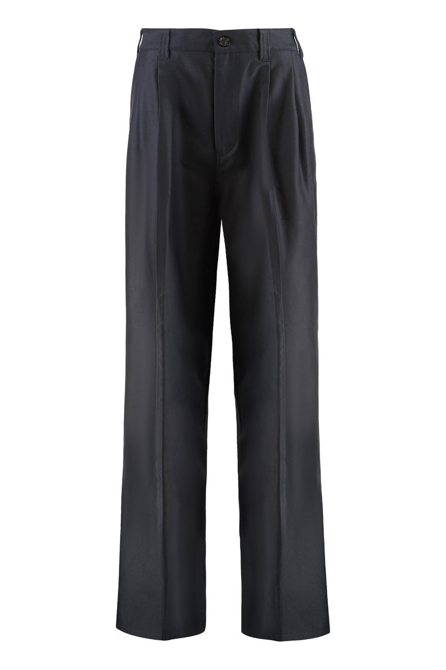 Chino Trousers Black Cotton Wide-leg