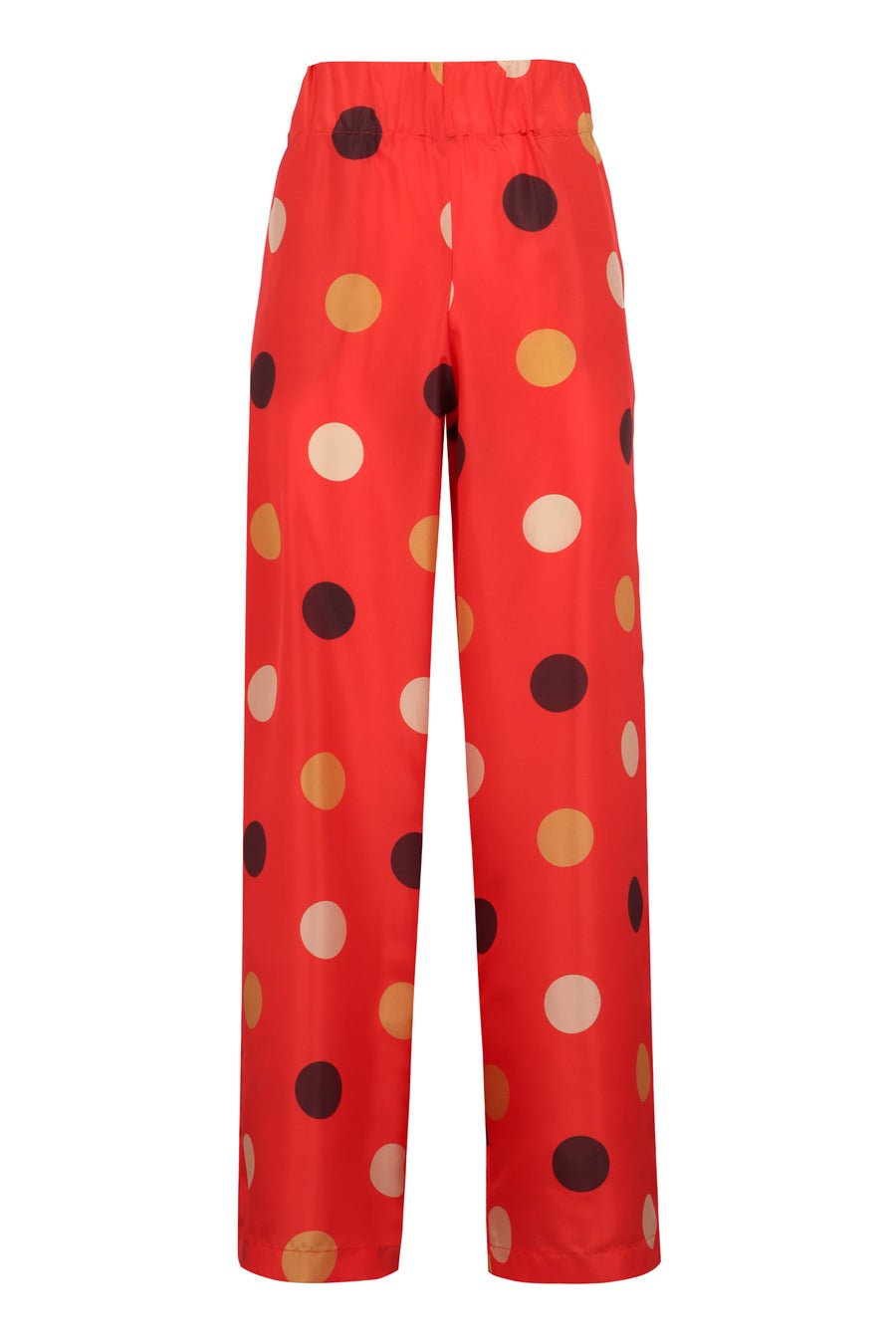 Printed Silk Pants Orange Wide-leg Trousers