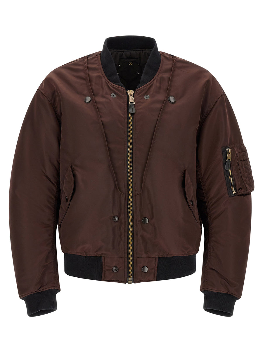 Maison Margiela Reversible Technical Bomber Jacket — Brown