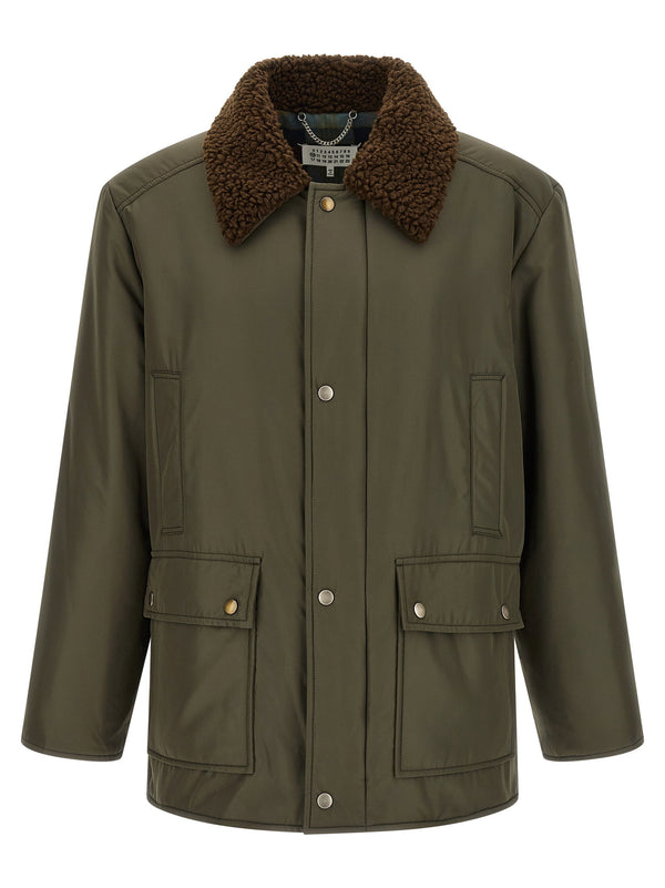 Maison Margiela Shearling Collar Parka Jacket — Olive