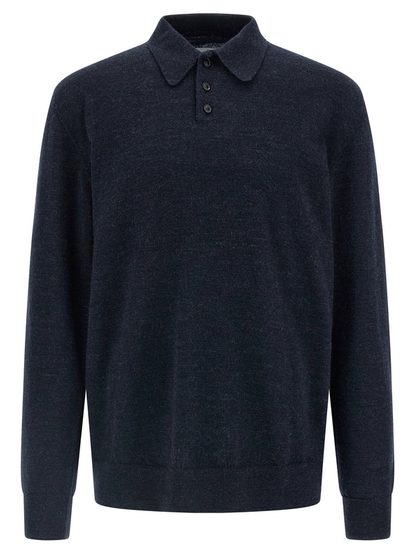 Maison Margiela Suede Elbow Patch Polo Shirt — Navy