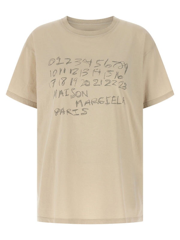 Maison Margiela شعار-مطبوع قطن تي شيرت — بيج
