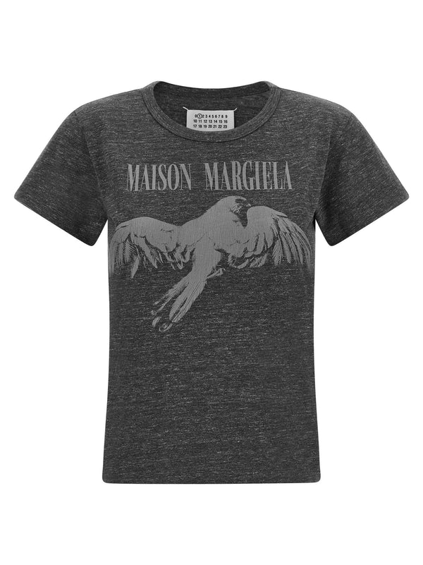 تيشيرت Maison Margiela بتصميم طائر غرافيك — رمادي تفحمي