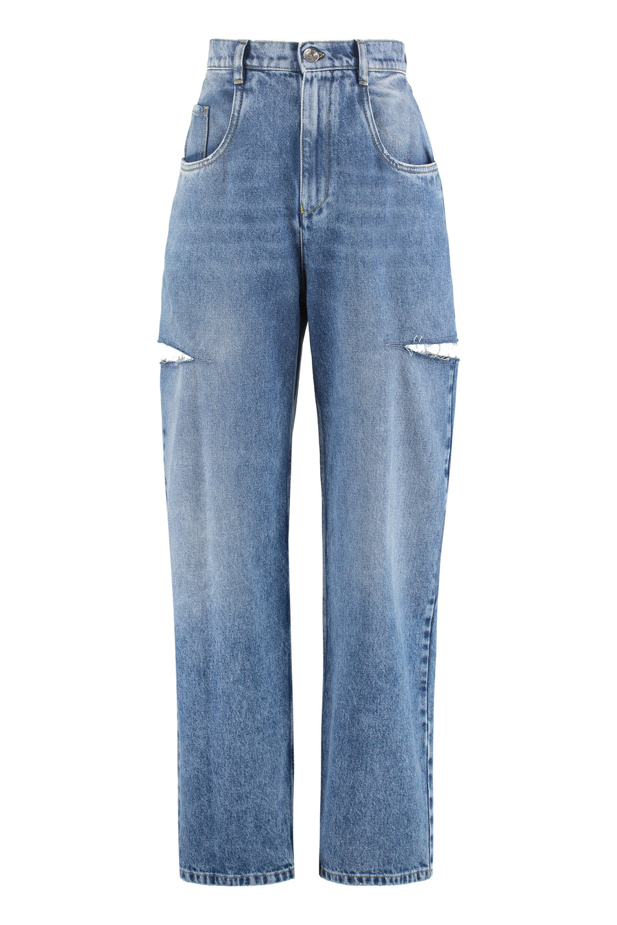 High-Waist Wide-Leg Jeans Denim Cotton