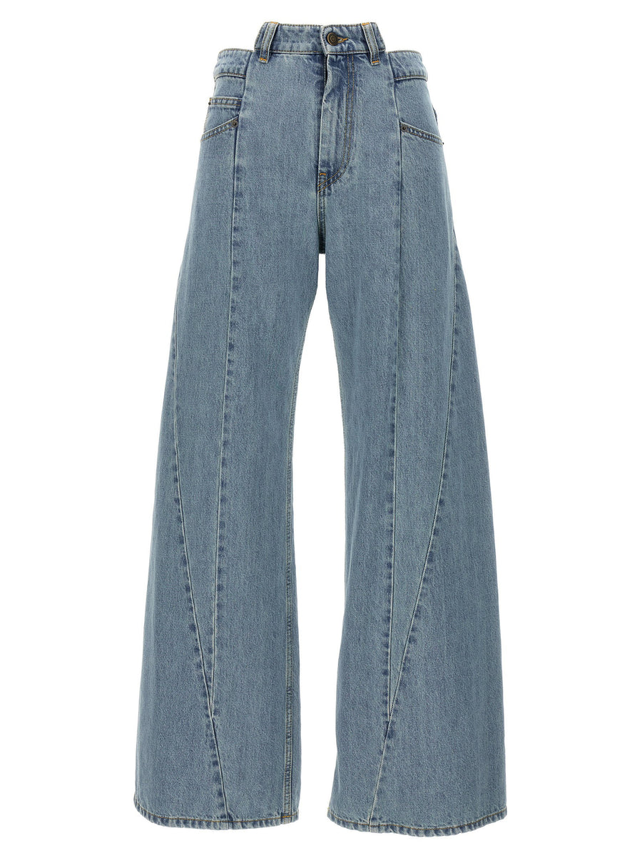 Maison Margiela Asymmetrical Waist Jeans — Light Blue